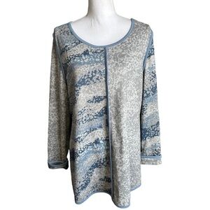 Soft Surroundings Tunic Sweater Animal Print Piped Size Large